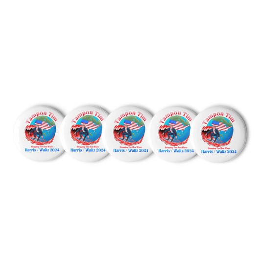 Set of Red Wave Pin Buttons